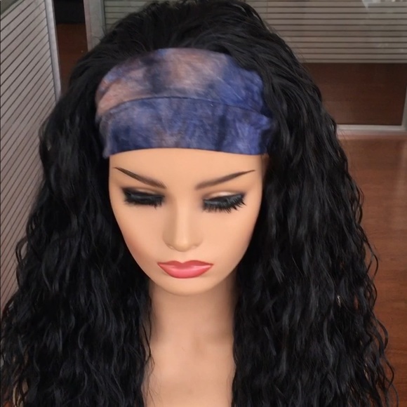 Black head band synthetic fiber wig - Picture 2 of 4